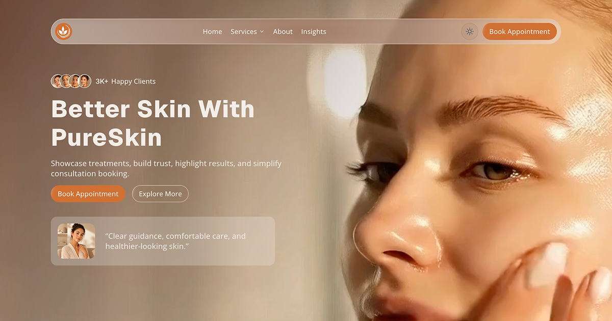 PureSkin - Shadcn UI Skincare template